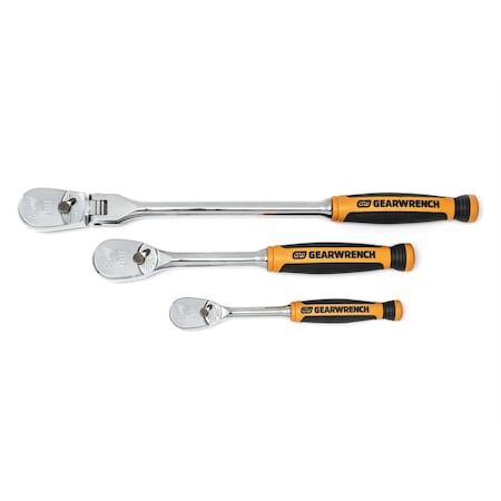 3 Pc 1/4 3/8 90T Flex Head Ratchet Set